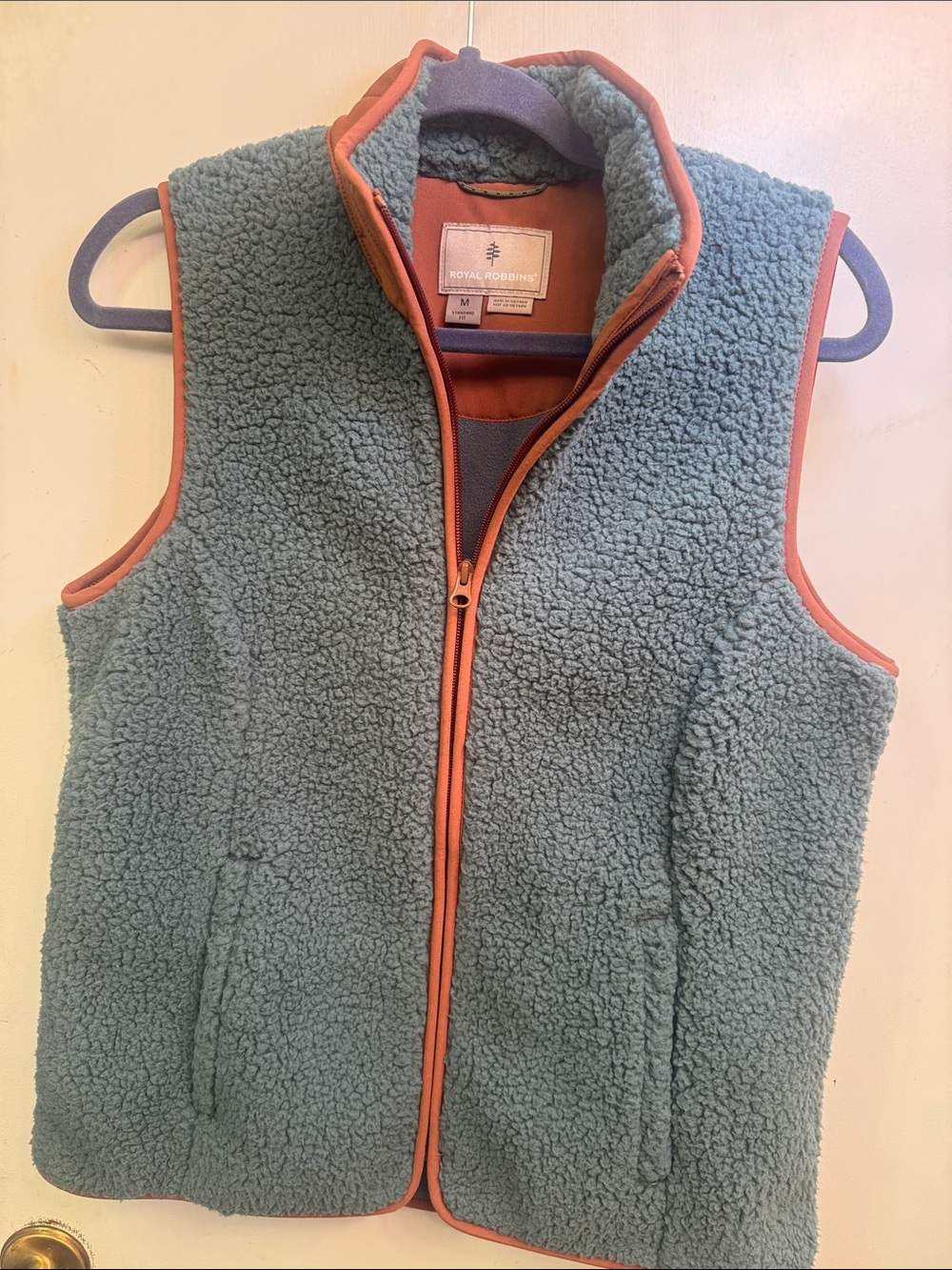Royal Robbins Kids Teal Sherpa Vest with Rust Trim Accents